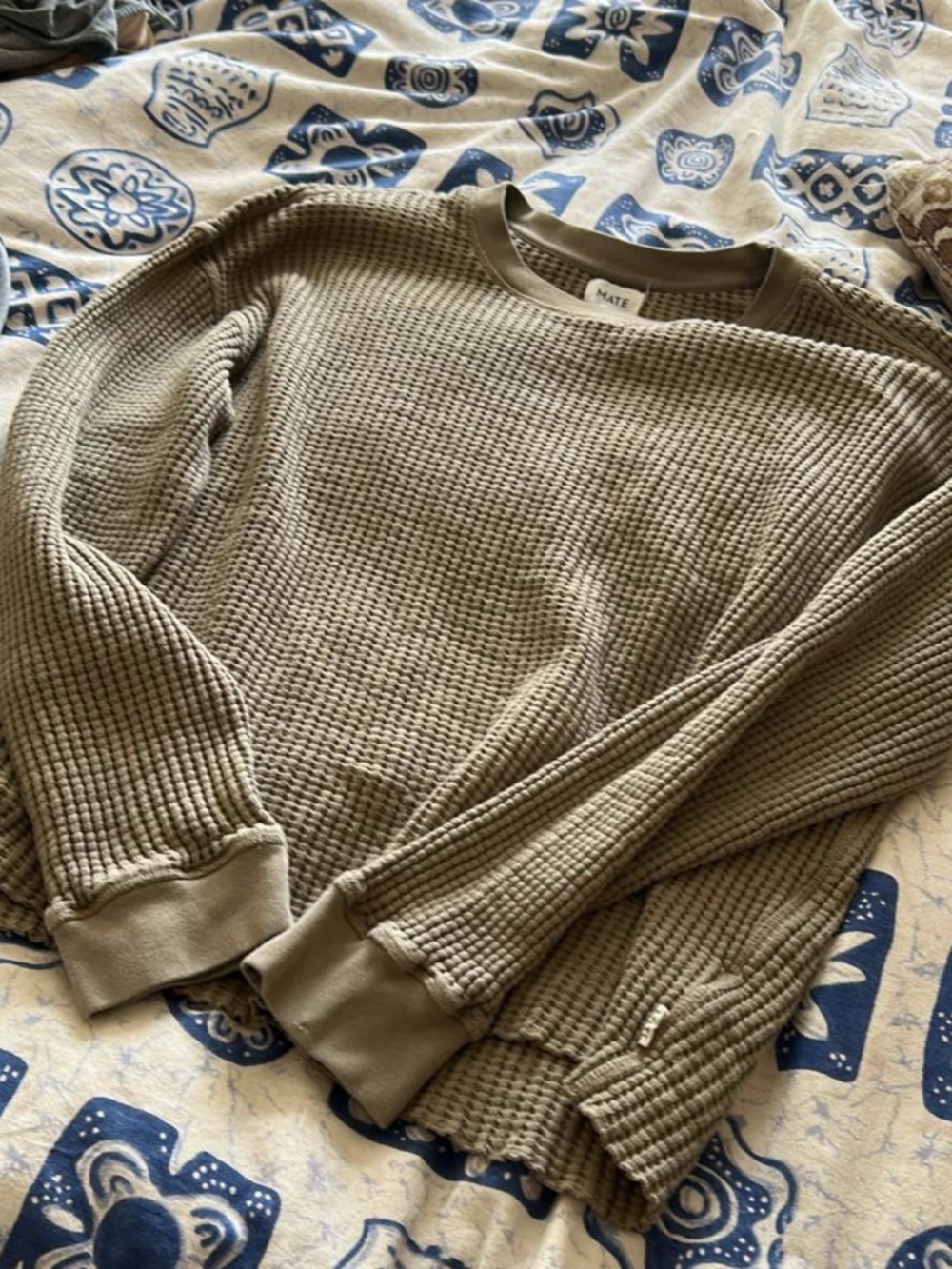 MATE the Label Men’s Waffle Knit Crewneck Sweatshirt Medium
